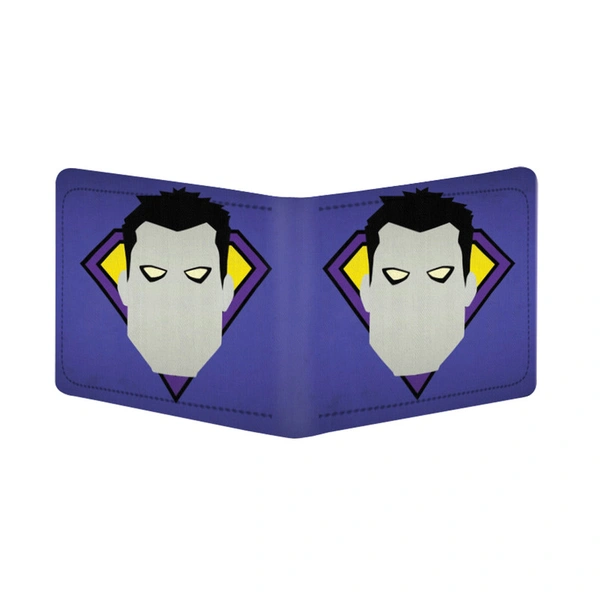 Superman Design Purple Canvas, Artificial Leather Wallet - 0.11, Purple