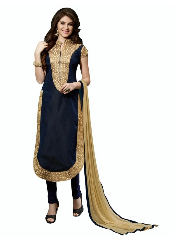 Women's Chanderi Unstitched Salwar Suit-Material With Dupatta (Black,2 Mtrs) - Black, 0.45, 2 Mtrs