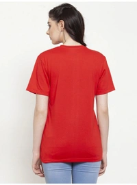 Women's Cotton Blend Karma Printed T-Shirt (Red) - Red, 0.35, L