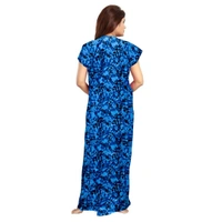 Women's Cotton Printed Maxi Nighty (Blue) - 0.45, Blue