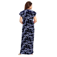 Women's Cotton Printed Maxi Nighty (Blue) - 0.45, Blue