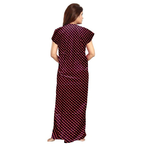 Women's Cotton Printed Maxi Nighty (Brown) - Brown, 0.45, XL