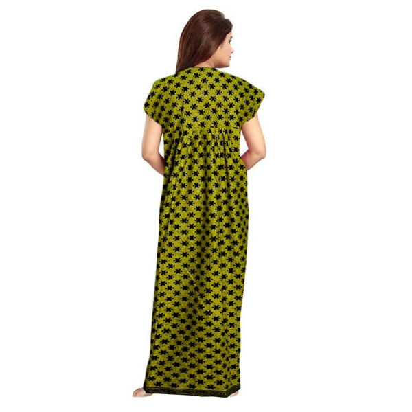 Women's Cotton Printed Maxi Nighty (Green) - 0.45, Green