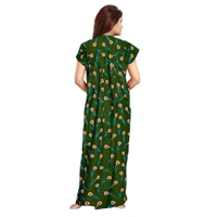 Women's Cotton Printed Maxi Nighty (Green) - Green, 0.45, XL