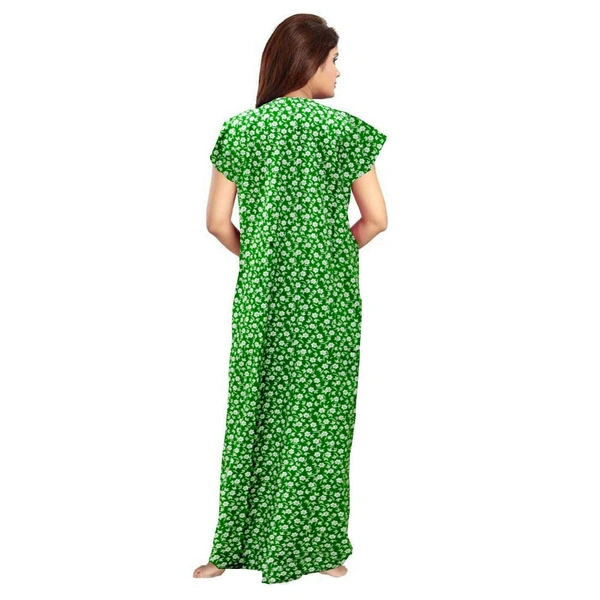 Women's Cotton Printed Maxi Nighty (Green) - Green, 0.45, XL