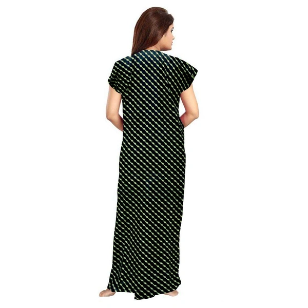 Women's Cotton Printed Maxi Nighty (Green) - Green, 0.45, XL