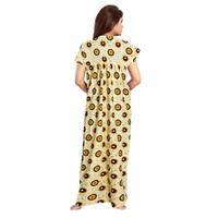 Women's Cotton Printed Maxi Nighty (Off White) - Off White, 0.45, L