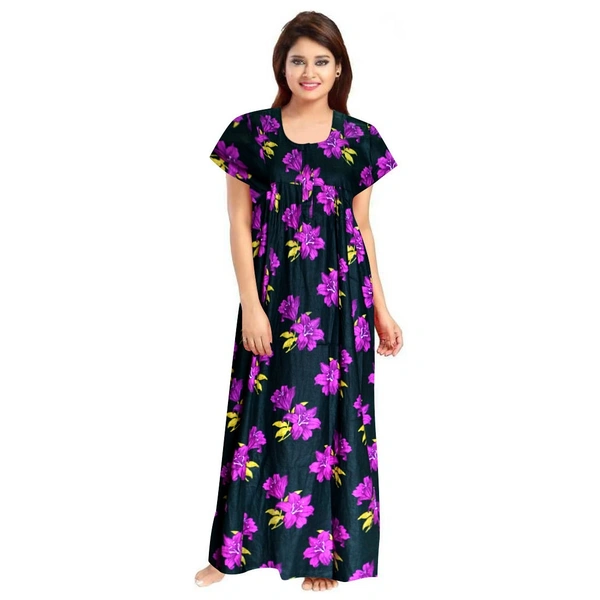 Women's Cotton Printed Maxi Nighty (Pink) - Pink, 0.45, XL