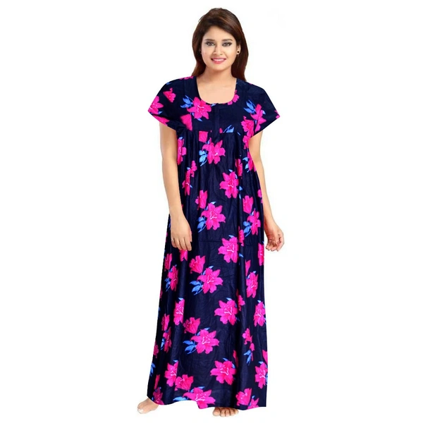 Women's Cotton Printed Maxi Nighty (Pink) - Pink, 0.45, XL