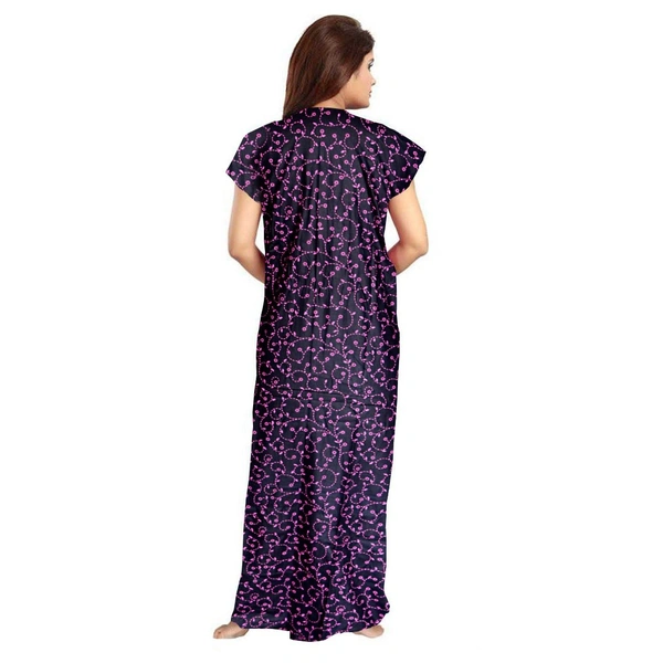 Women's Cotton Printed Maxi Nighty (Purple) - 0.45, Purple