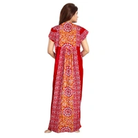 Women's Cotton Printed Maxi Nighty (Red) - 0.45, Red