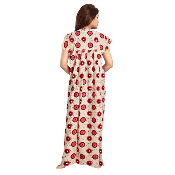 Women's Cotton Printed Maxi Nighty (Red) - Red, 0.45, 2XL