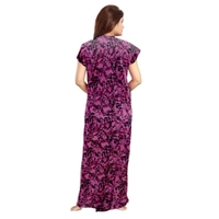 Women's Cotton Printed Maxi Nighty (Wine) - Wine, 0.45, L