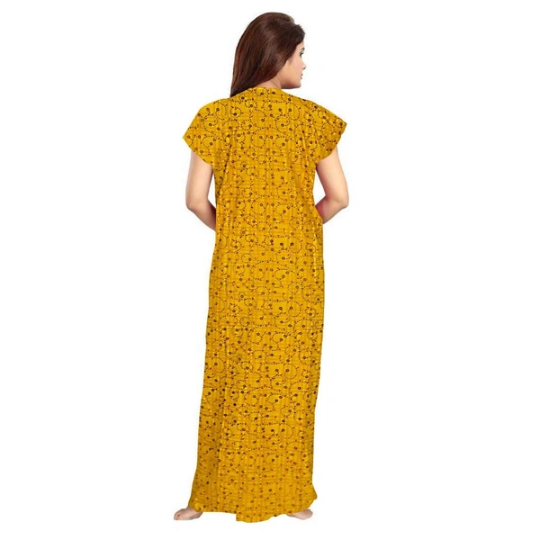 Women's Cotton Printed Maxi Nighty (Yellow) - Yellow, 0.45, XL