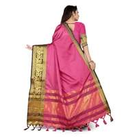 Women's Cotton Silk  Saree With Blouse (Black, 5-6Mtrs) - Black, 0.45, 5-6Mtrs