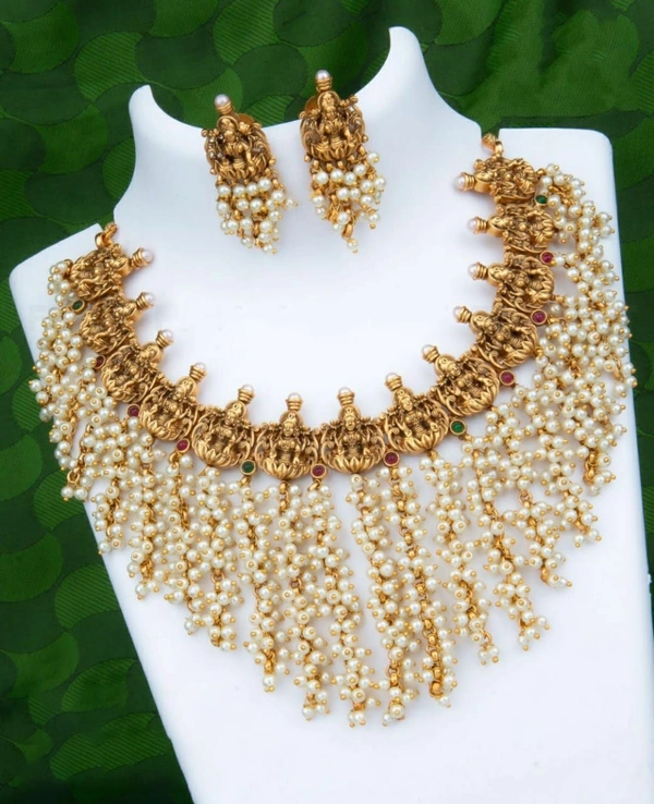 Shopnav Women's Gold Plated Necklace and Earrings Set (Multi Color — Free Size) - Multi Color, Alloy