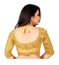 Women's Half Sleeve Ultra satin Readymade Blouse (Beige, Free Size: Up To 34 Inch) - Beige, 0.35, Up To 34 Inch