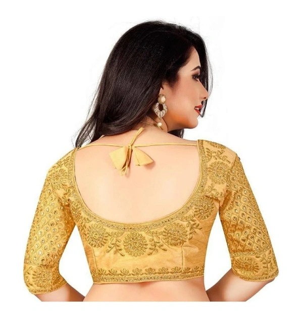 Women's Half Sleeve Ultra satin Readymade Blouse (Beige, Free Size: Up To 34 Inch) - Beige, 0.35, Up To 34 Inch