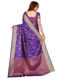 Women's Kanjivaram Silk Saree with Blouse (Blue, 5-6 Mtrs) - Blue, 0.44, 5-6 Mtrs
