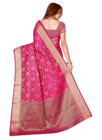 Women's Kanjivaram Silk Saree with Blouse (Pink, 5-6 Mtrs) - Pink, 0.44, 5-6 Mtrs