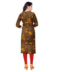 Women's Rayon Foil Printed Straight Kurti (MehandhiGreen) - Mehandhi Green, 0.45, XL
