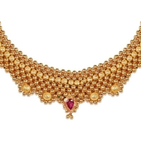 Generic Women's Short Necklace And Earing Set - Gold, Brass