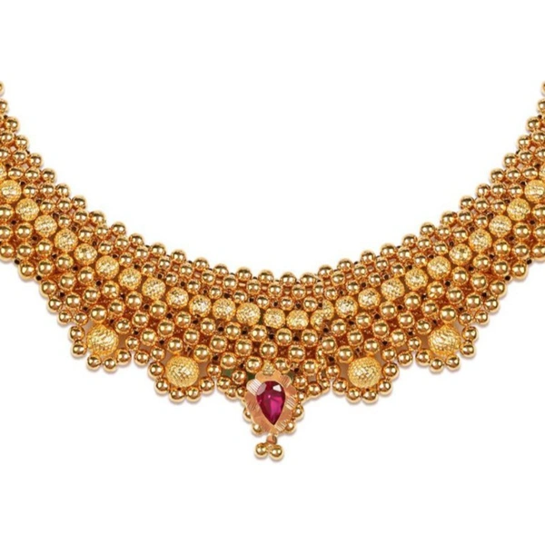Generic Women's Short Necklace And Earing Set - Gold, Brass