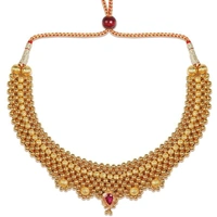 Generic Women's Short Necklace And Earing Set - Gold, Brass