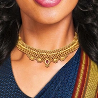 Generic Women's Short Necklace And Earing Set - Gold, Brass