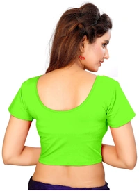 Women's Stretchable Readymade Blouse Cotton Lycra (Size-Free Size ,Neck Type-Round) - Parrot Green, 0.35, Free Size