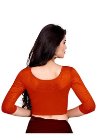 Women's Stretchable Readymade Blouse Cotton Lycra (Size-Free Size ,Neck Type-Round) - Orange, 0.35, Free Size