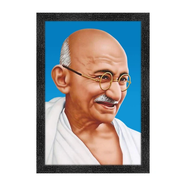 Mahatma Gandhi Ji Painting with Synthetic Photo Frame (Multicolor) - 0.08, Multicolor