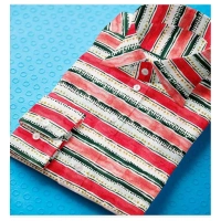 Men's Cotton Blended Striped Full Sleeve Shirt (Red-White) - M
