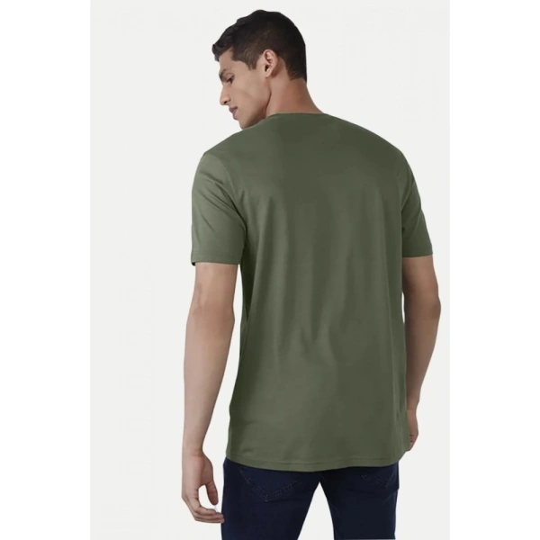 Men's Casual Half sleeve Printed Cotton Crew Neck T-shirt (Military Green) - Military Green, Typographic printed, S