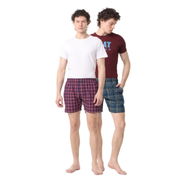 Pack_of_2 Men's Polycotton Checked Boxer Shorts (Multicolor) - 2XL