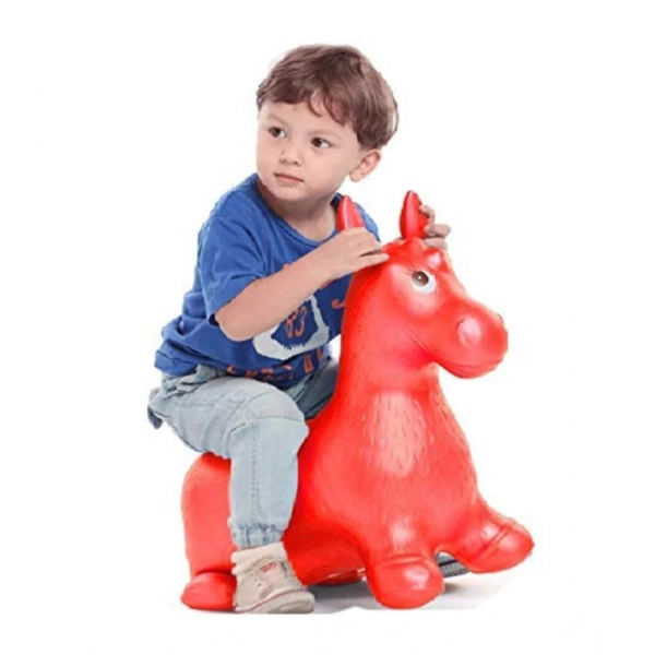 Generic ‎‎Plastic Inflatable Jumping And Riding Horse Air Animal Shape Jumping Toys (Multicolor ) - Multicolor