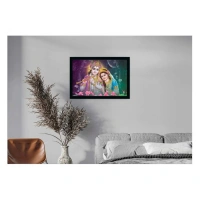 Radha Krishna Painting with Synthetic Photo Frame (Multicolor) - 0.08, Turquoise Blue