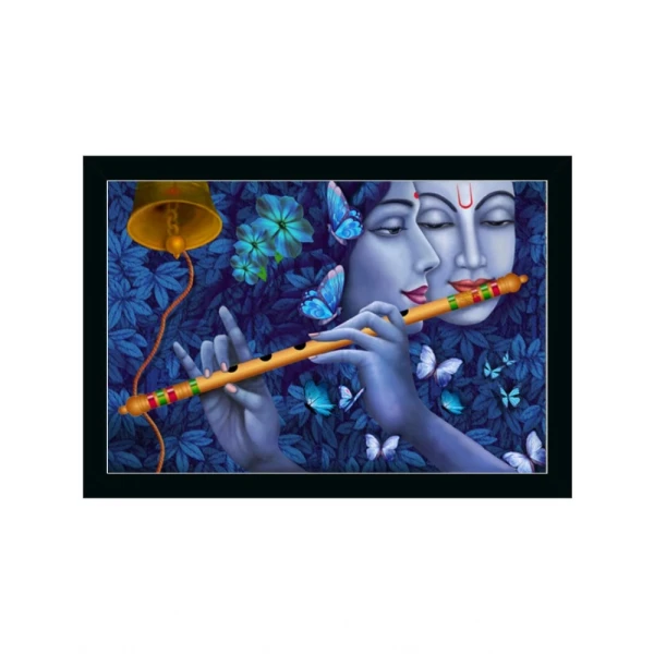 Radha Krishna Painting with Synthetic Photo Frame (Multicolor) - 0.08, Multicolor