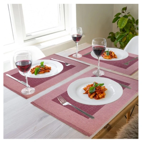Ribbed Cotton Place Mats Sets (Purple) - 0.35, Purple