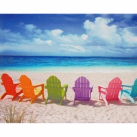 Samsung Galaxy S9 Empty Ocean and Colorful Chairs Mobile Case Cover - Blue, 0.25, Nature