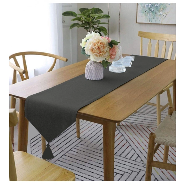 Solid Cotton Table Runners (Dark Grey) - 0.35, Dark Grey