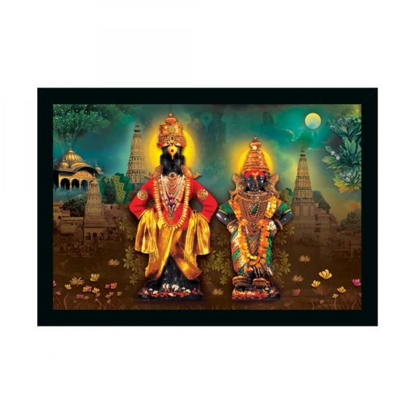 Vitthal Rukmini Painting with Synthetic Photo Frame (Multicolor) - 0.08, Multicolor