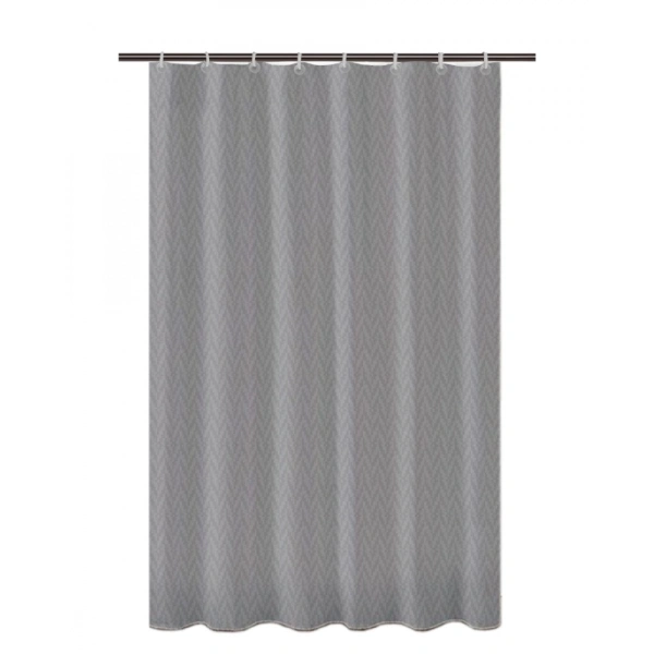 Waves Polyester Plain Shower Curtains with Plastic Eyelets (Dark Grey) - 0.35, Dark Grey