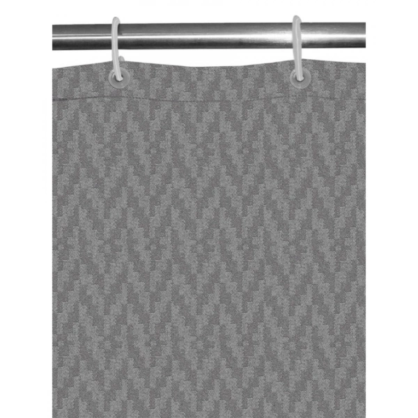 Waves Polyester Plain Shower Curtains with Plastic Eyelets (Dark Grey) - 0.35, Dark Grey