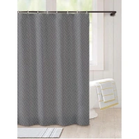 Waves Polyester Plain Shower Curtains with Plastic Eyelets (Dark Grey) - 0.35, Dark Grey