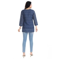 Women's 3/4th Sleeve Summer Cool Tunic Short Top (Blue) - XL