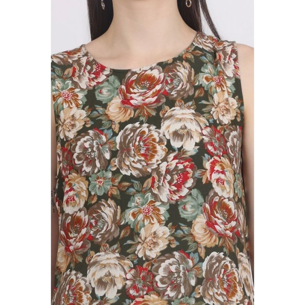 Women's Casual Sleeveless Viscose Rayon Printed Kurti (Green) - Green, 2XL