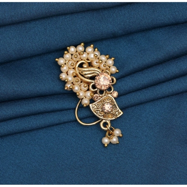 Shopnav Women's Gold Color Nose Pin - Gold, Alloy