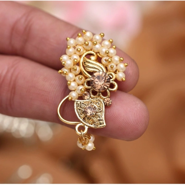Shopnav Women's Gold Color Nose Pin - Gold, Alloy