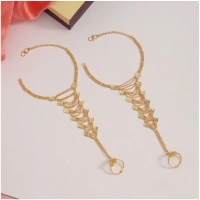 Shopnav Women's Gold Plated Hathphool Adjustable Chain - Gold, Alloy